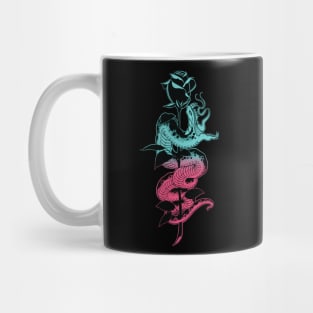 Snake and Rose teal / pink variant Mug